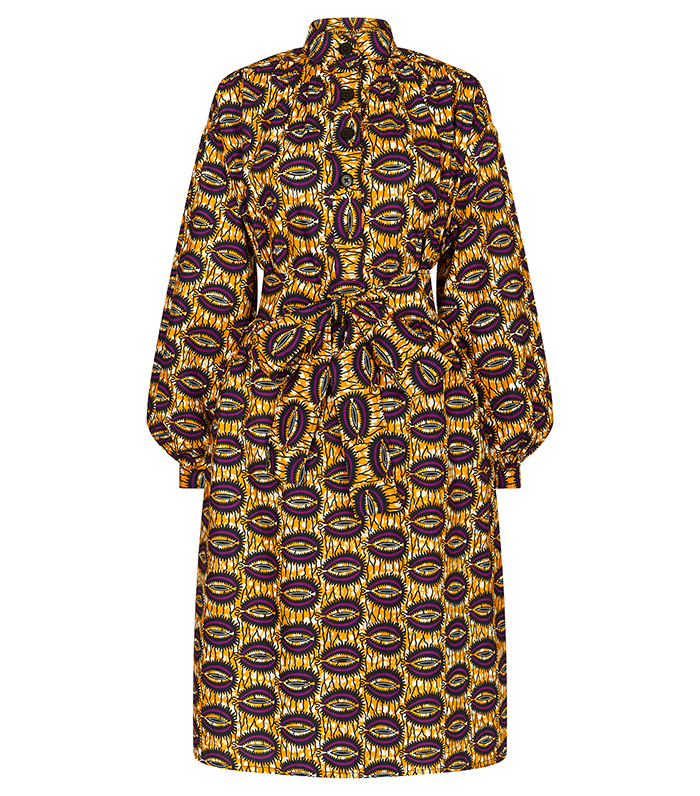 Mao collar dress with buttons (short)