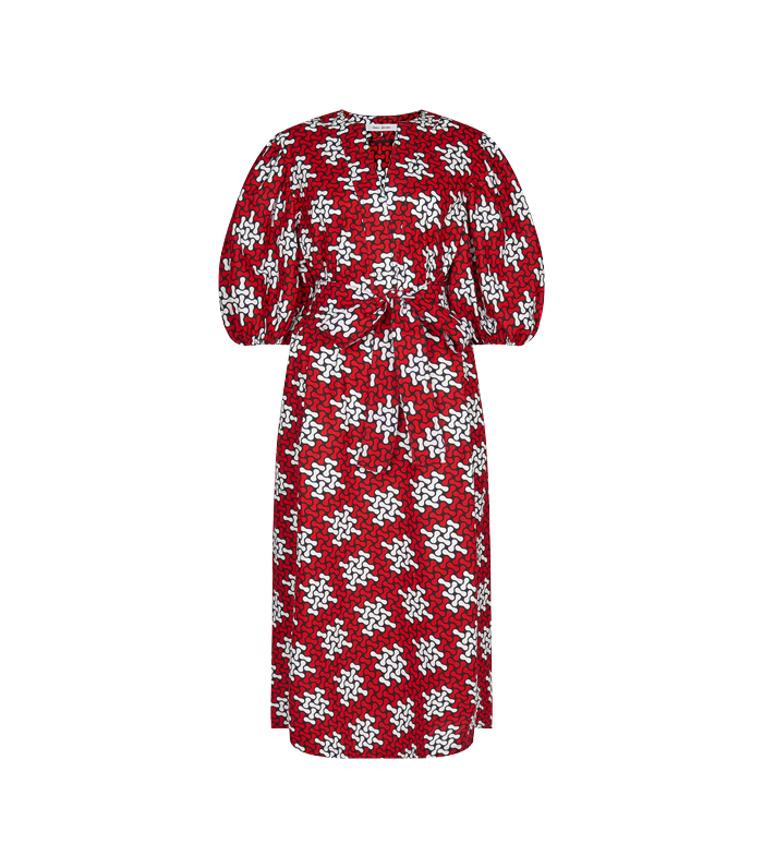 V neck dress-puffer sleeves