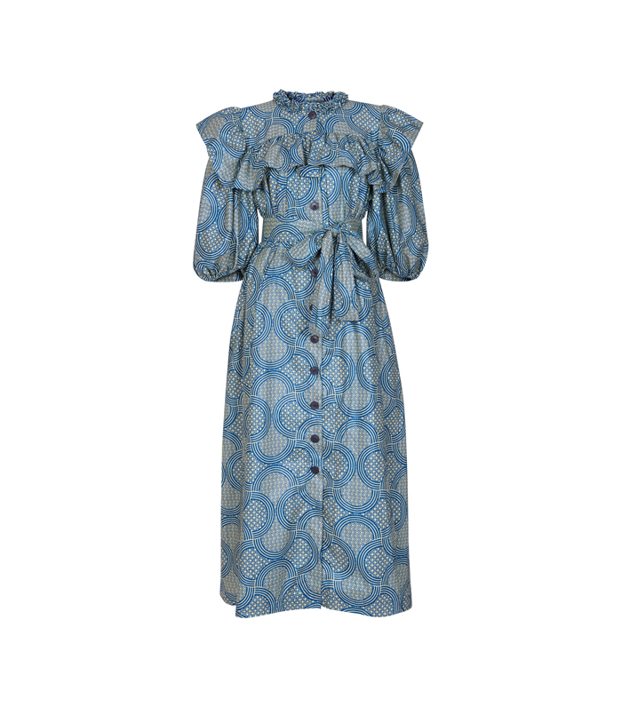 Dress with buttons & fringes