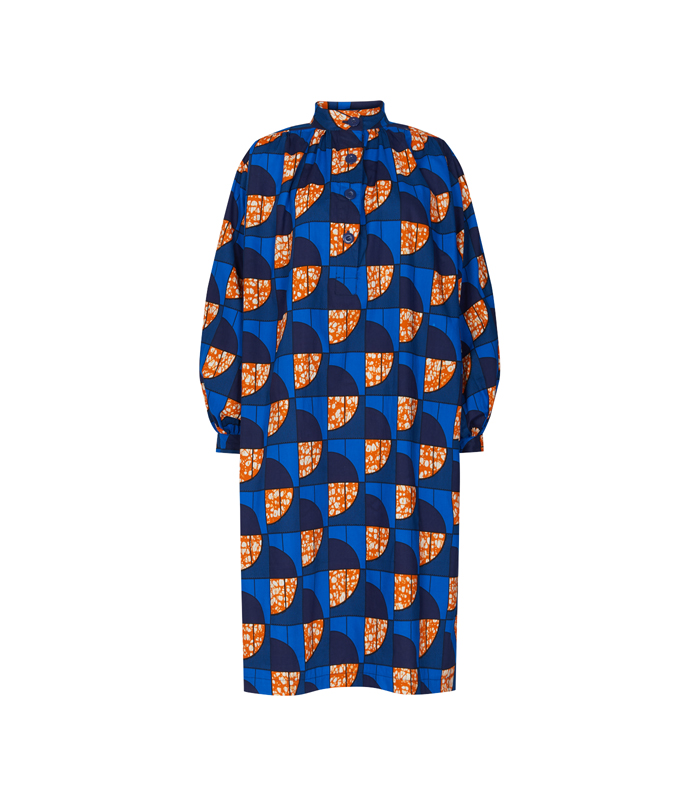 Mao collar dress with buttons (short)