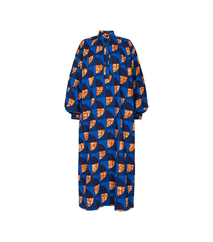 Mao collar dress with buttons (long)