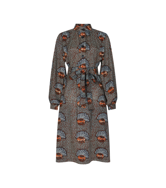 Mao collar dress with buttons (short)