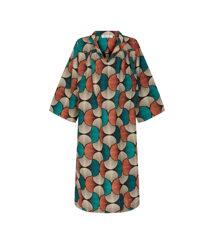 Mao collar V-neck long straigth sleeves