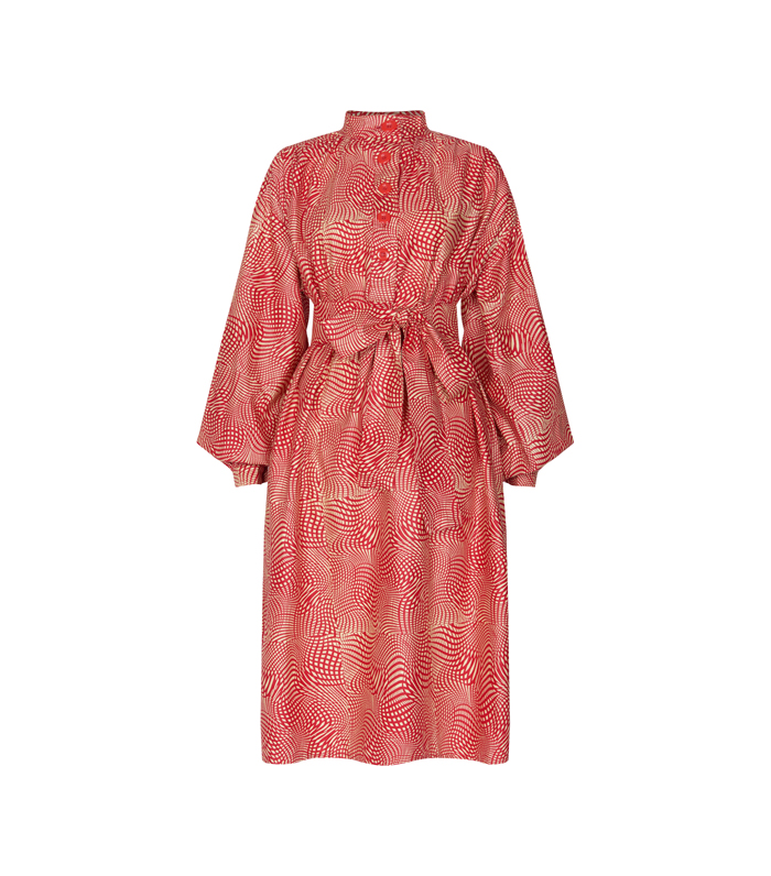 Mao collar dress with buttons (short)