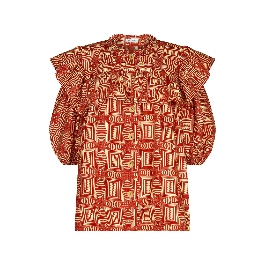Blouse with Buttons and Fringes