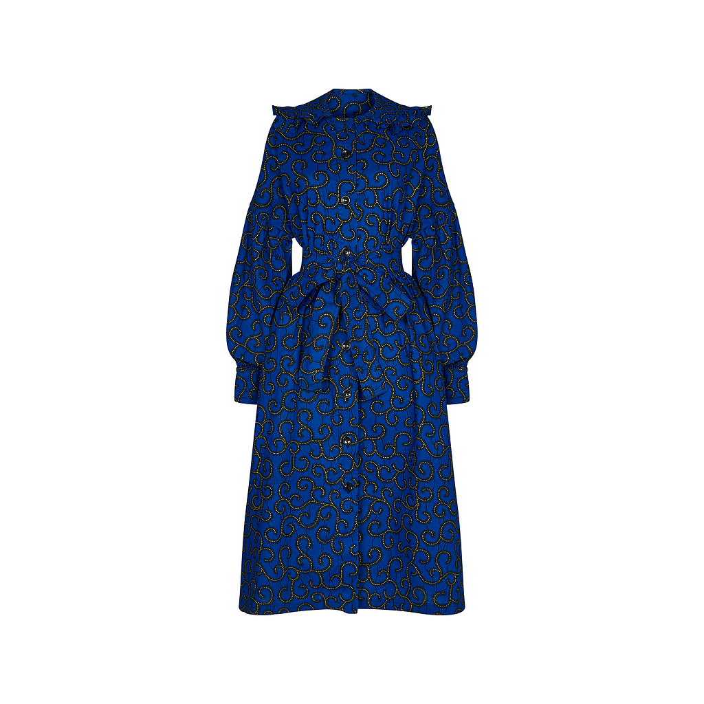Ruffled Collar DRESS w BUTTONS