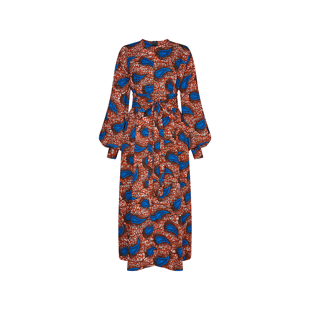 ROUND NECK DRESS (zip) with padded Belt