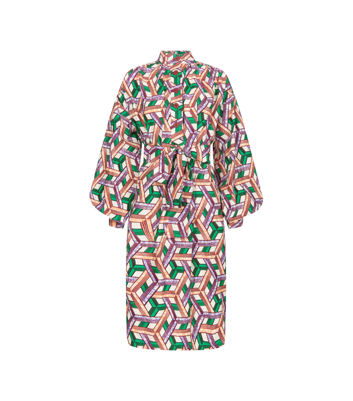 Mao collar dress with buttons (short)