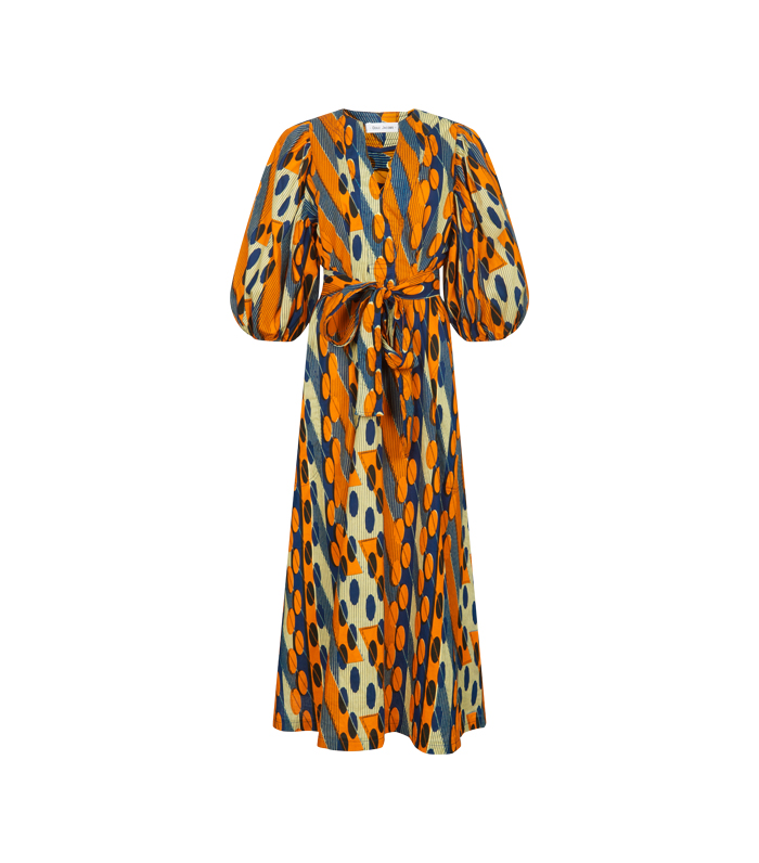 V-Neck DRESS w Puff Sleeves