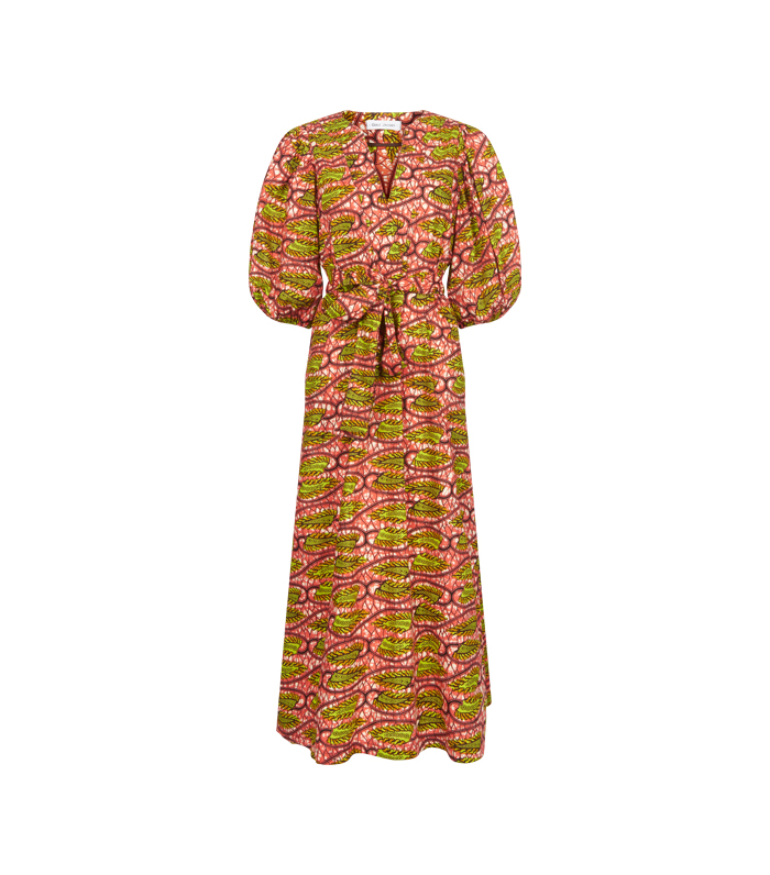 V-Neck DRESS w Puff Sleeves