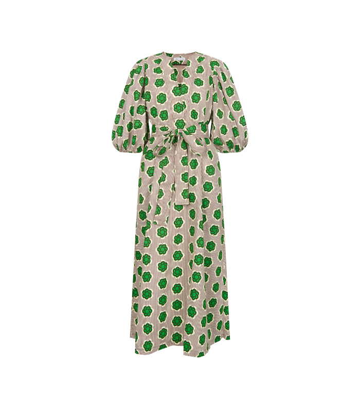 V-Neck DRESS w Puff Sleeves
