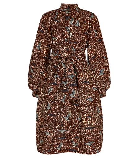 [S190F050C01] Mao collar dress with buttons (short)