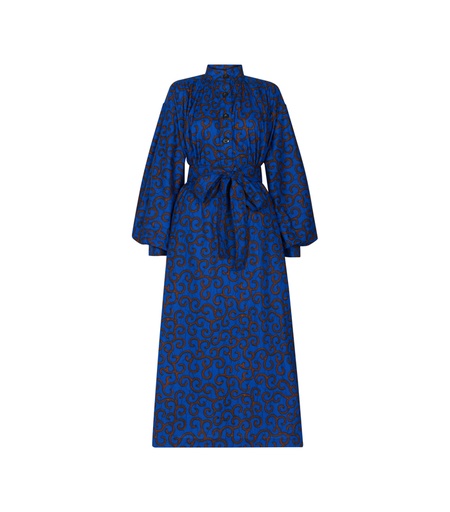 [S193F079C03] Mao collar dress with buttons (long)