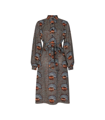[S190F060C01] Mao collar dress with buttons (short)