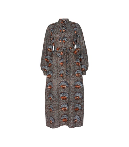 [S193F060C01] Mao collar dress with buttons (long)