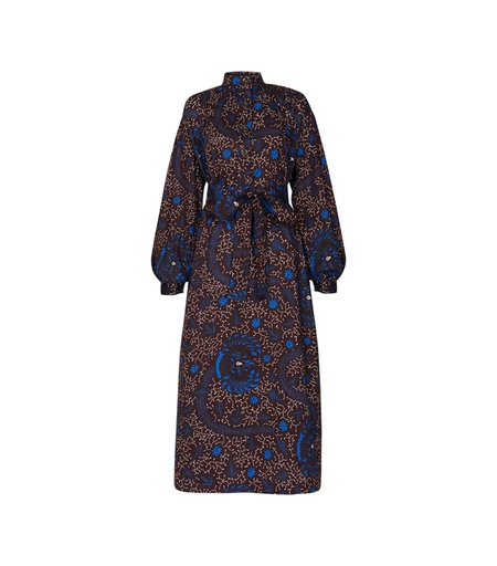 [S193F076C01] Mao collar dress with buttons (long)