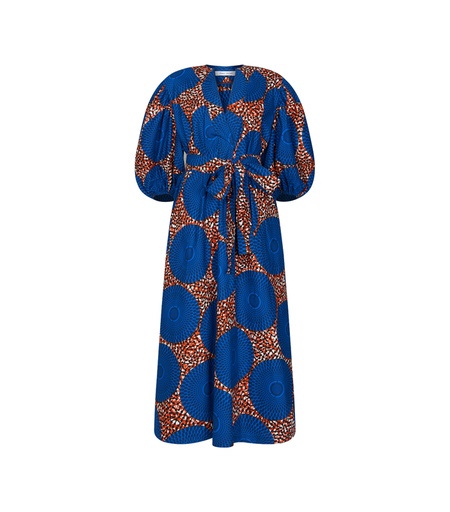 [S155F030C16] V-neck dress-puffer sleeves
