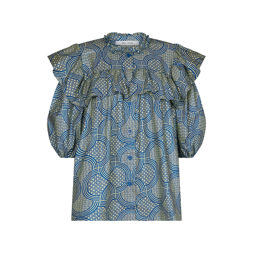 [S210F023C01] Blouse with Buttons and Fringes