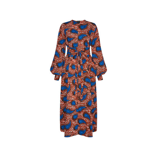 [S151F021C01] ROUND NECK DRESS (zip) with padded Belt