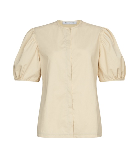 [S240F295BEI] BLOUSE Round Neck Puff Sh Sleeves Hidden Buttons