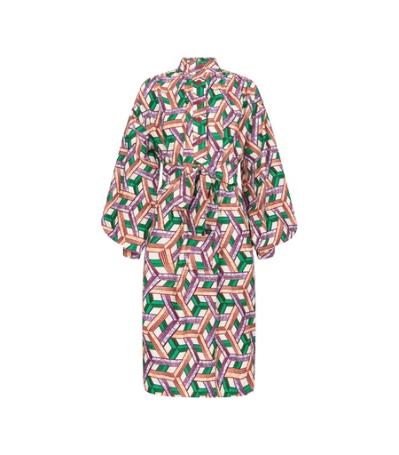 [S190F014C01] Mao collar dress with buttons (short)