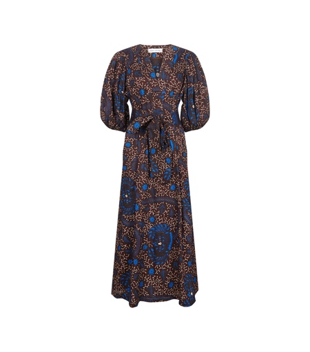 [S155F076C01] V-NECK DRESS w PUFFER SLEEVES