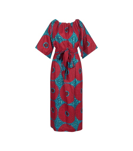 [S140F030C17] Neck Tie DRESS w short Sleeves (L)