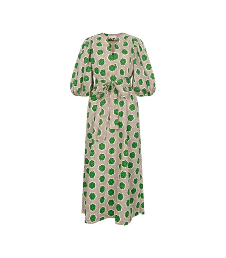 [S155F131C02] V-Neck DRESS w Puff Sleeves